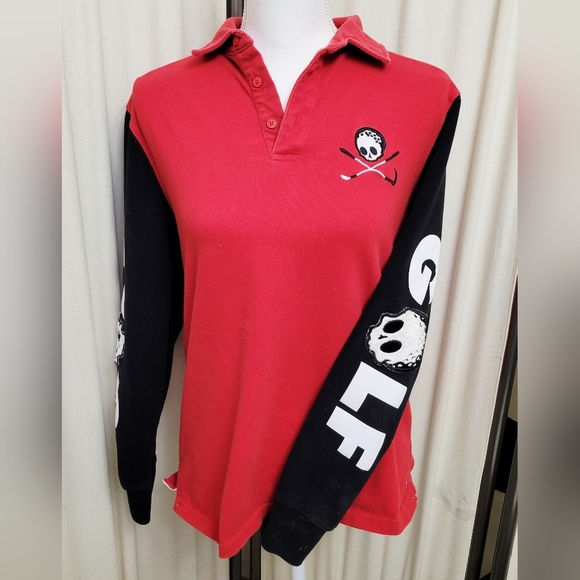 Bad Mulligan Red and Black Long Sleeve Golf Shirt | Size Small - Picture 2 of 7
